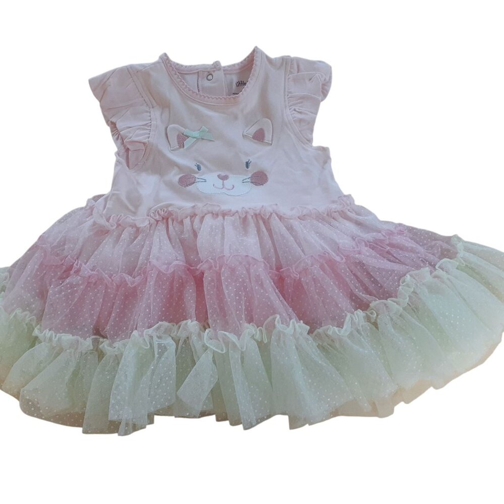 Little Me Little Girls Tutu A-Line Dress Ruffle Embroidered Pink Size 18M NWT